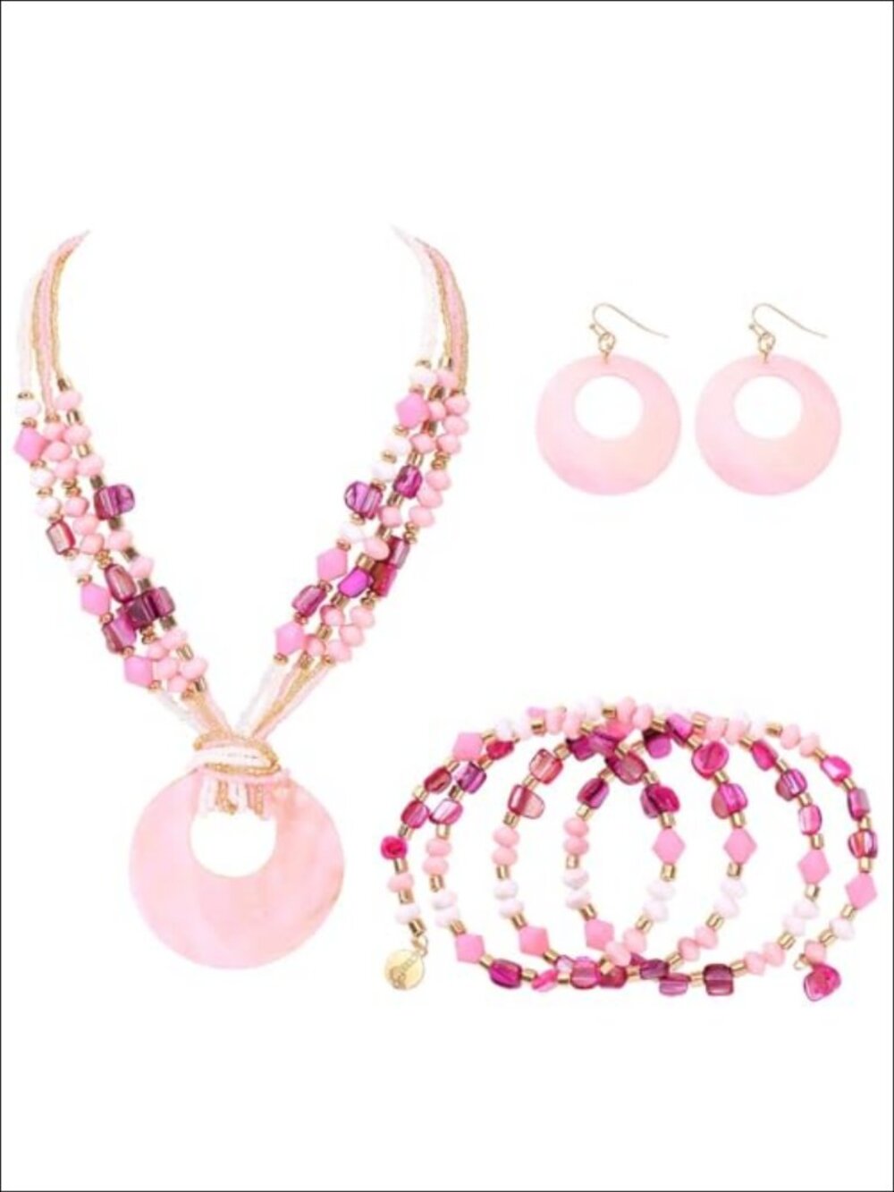Boho Shell Necklace Earrings Set Natural Stainless Steel Jewelry